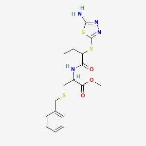 molecular formula C17H22N4O3S3 B4196116 methyl N-{2-[(5-amino-1,3,4-thiadiazol-2-yl)thio]butanoyl}-S-benzylcysteinate 