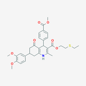 molecular formula C31H35NO7S B419612 2-(Ethylsulfanyl)ethyl 7-(3,4-dimethoxyphenyl)-4-[4-(methoxycarbonyl)phenyl]-2-methyl-5-oxo-1,4,5,6,7,8-hexahydro-3-quinolinecarboxylate 