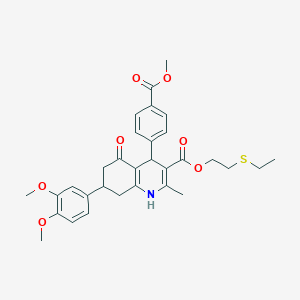 2-(Ethylsulfanyl)ethyl 7-(3,4-dimethoxyphenyl)-4-[4-(methoxycarbonyl)phenyl]-2-methyl-5-oxo-1,4,5,6,7,8-hexahydro-3-quinolinecarboxylate