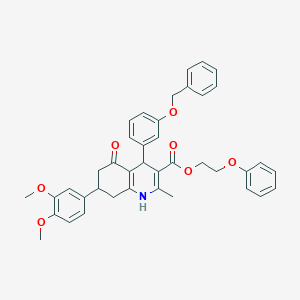 molecular formula C40H39NO7 B419614 2-Phenoxyethyl 4-[3-(benzyloxy)phenyl]-7-(3,4-dimethoxyphenyl)-2-methyl-5-oxo-1,4,5,6,7,8-hexahydro-3-quinolinecarboxylate 