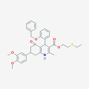 2-(Ethylsulfanyl)ethyl 4-[2-(benzyloxy)phenyl]-7-(3,4-dimethoxyphenyl)-2-methyl-5-oxo-1,4,5,6,7,8-hexahydro-3-quinolinecarboxylate