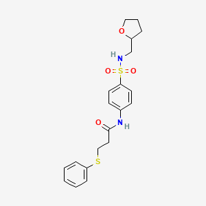 molecular formula C20H24N2O4S2 B4196176 3-(phenylthio)-N-(4-{[(tetrahydro-2-furanylmethyl)amino]sulfonyl}phenyl)propanamide 