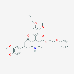 2-Phenoxyethyl 7-(3,4-dimethoxyphenyl)-4-(3-methoxy-4-propoxyphenyl)-2-methyl-5-oxo-1,4,5,6,7,8-hexahydro-3-quinolinecarboxylate