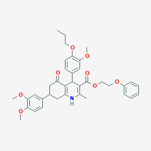 molecular formula C37H41NO8 B419618 2-Phenoxyethyl 7-(3,4-dimethoxyphenyl)-4-(3-methoxy-4-propoxyphenyl)-2-methyl-5-oxo-1,4,5,6,7,8-hexahydro-3-quinolinecarboxylate 