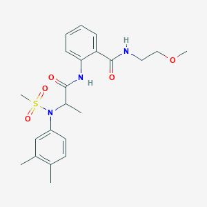 molecular formula C22H29N3O5S B4196192 2-{[N-(3,4-dimethylphenyl)-N-(methylsulfonyl)alanyl]amino}-N-(2-methoxyethyl)benzamide 