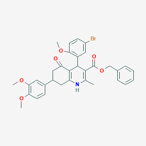 Benzyl 4-(5-bromo-2-methoxyphenyl)-7-(3,4-dimethoxyphenyl)-2-methyl-5-oxo-1,4,5,6,7,8-hexahydro-3-quinolinecarboxylate