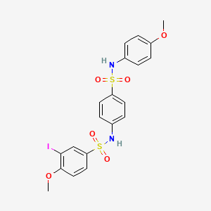 molecular formula C20H19IN2O6S2 B4196229 3-iodo-4-methoxy-N-(4-{[(4-methoxyphenyl)amino]sulfonyl}phenyl)benzenesulfonamide 