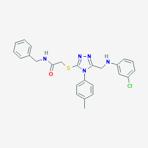 molecular formula C25H24ClN5OS B419623 N-benzyl-2-[[5-[(3-chloroanilino)methyl]-4-(4-methylphenyl)-1,2,4-triazol-3-yl]sulfanyl]acetamide 