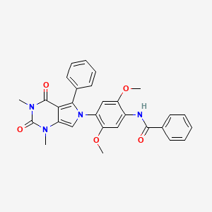 molecular formula C29H26N4O5 B4196247 N-[4-(1,3-dimethyl-2,4-dioxo-5-phenyl-1,2,3,4-tetrahydro-6H-pyrrolo[3,4-d]pyrimidin-6-yl)-2,5-dimethoxyphenyl]benzamide 
