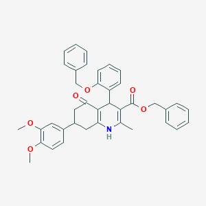 benzyl 7-(3,4-dimethoxyphenyl)-2-methyl-5-oxo-4-(2-phenylmethoxyphenyl)-4,6,7,8-tetrahydro-1H-quinoline-3-carboxylate