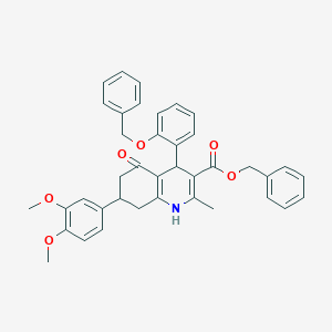 molecular formula C39H37NO6 B419625 benzyl 7-(3,4-dimethoxyphenyl)-2-methyl-5-oxo-4-(2-phenylmethoxyphenyl)-4,6,7,8-tetrahydro-1H-quinoline-3-carboxylate CAS No. 494194-18-2