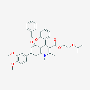 molecular formula C37H41NO7 B419626 2-Isopropoxyethyl 4-[2-(benzyloxy)phenyl]-7-(3,4-dimethoxyphenyl)-2-methyl-5-oxo-1,4,5,6,7,8-hexahydro-3-quinolinecarboxylate 