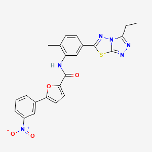 molecular formula C23H18N6O4S B4196269 N-[5-(3-ethyl[1,2,4]triazolo[3,4-b][1,3,4]thiadiazol-6-yl)-2-methylphenyl]-5-(3-nitrophenyl)-2-furamide 