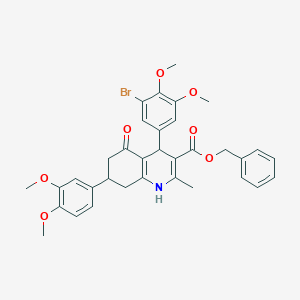 molecular formula C34H34BrNO7 B419627 Benzyl 4-(3-bromo-4,5-dimethoxyphenyl)-7-(3,4-dimethoxyphenyl)-2-methyl-5-oxo-1,4,5,6,7,8-hexahydro-3-quinolinecarboxylate 
