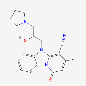 molecular formula C20H22N4O2 B4196279 5-[2-hydroxy-3-(1-pyrrolidinyl)propyl]-3-methyl-1-oxo-1,5-dihydropyrido[1,2-a]benzimidazole-4-carbonitrile 