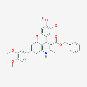 benzyl 7-(3,4-dimethoxyphenyl)-4-(4-hydroxy-3-methoxyphenyl)-2-methyl-5-oxo-4,6,7,8-tetrahydro-1H-quinoline-3-carboxylate
