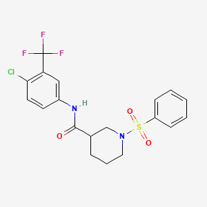 molecular formula C19H18ClF3N2O3S B4196289 N-[4-chloro-3-(trifluoromethyl)phenyl]-1-(phenylsulfonyl)-3-piperidinecarboxamide 