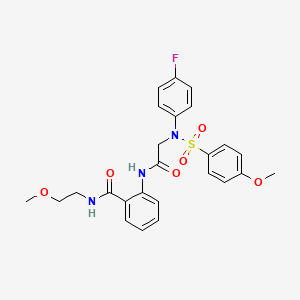 molecular formula C25H26FN3O6S B4196298 2-({N-(4-fluorophenyl)-N-[(4-methoxyphenyl)sulfonyl]glycyl}amino)-N-(2-methoxyethyl)benzamide 