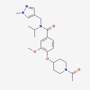 molecular formula C23H32N4O4 B4196334 4-[(1-acetyl-4-piperidinyl)oxy]-N-isopropyl-3-methoxy-N-[(1-methyl-1H-pyrazol-4-yl)methyl]benzamide 