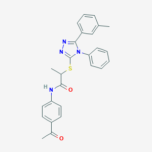 molecular formula C26H24N4O2S B419634 N-(4-acetylphenyl)-2-[[5-(3-methylphenyl)-4-phenyl-1,2,4-triazol-3-yl]sulfanyl]propanamide 