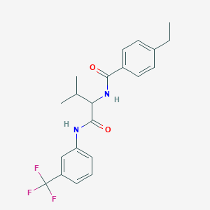 molecular formula C21H23F3N2O2 B4196348 4-ethyl-N-[2-methyl-1-({[3-(trifluoromethyl)phenyl]amino}carbonyl)propyl]benzamide 