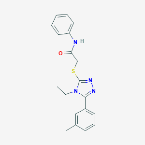 molecular formula C19H20N4OS B419636 2-{[4-ethyl-5-(3-methylphenyl)-4H-1,2,4-triazol-3-yl]sulfanyl}-N-phenylacetamide 