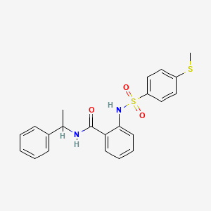 molecular formula C22H22N2O3S2 B4196361 2-({[4-(methylthio)phenyl]sulfonyl}amino)-N-(1-phenylethyl)benzamide 