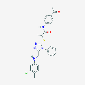 molecular formula C27H26ClN5O2S B419637 N-(4-acetylphenyl)-2-({5-[(3-chloro-4-methylanilino)methyl]-4-phenyl-4H-1,2,4-triazol-3-yl}sulfanyl)propanamide 