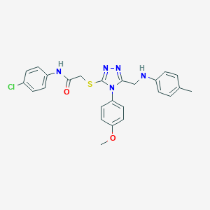 molecular formula C25H24ClN5O2S B419640 N-(4-chlorophenyl)-2-{[4-(4-methoxyphenyl)-5-(4-toluidinomethyl)-4H-1,2,4-triazol-3-yl]sulfanyl}acetamide 