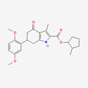 molecular formula C24H29NO5 B4196407 2-methylcyclopentyl 6-(2,5-dimethoxyphenyl)-3-methyl-4-oxo-4,5,6,7-tetrahydro-1H-indole-2-carboxylate 