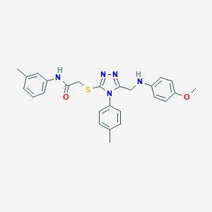 molecular formula C26H27N5O2S B419642 2-{[5-[(4-methoxyanilino)methyl]-4-(4-methylphenyl)-4H-1,2,4-triazol-3-yl]sulfanyl}-N-(3-methylphenyl)acetamide 