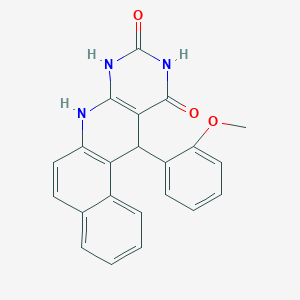 molecular formula C22H17N3O3 B4196443 12-(2-methoxyphenyl)-8,12-dihydrobenzo[f]pyrimido[4,5-b]quinoline-9,11(7H,10H)-dione 