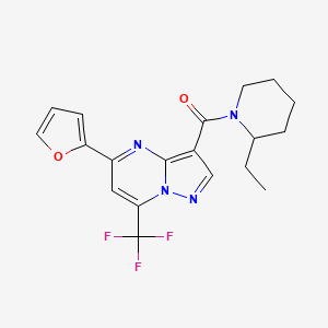 molecular formula C19H19F3N4O2 B4196453 3-[(2-ethyl-1-piperidinyl)carbonyl]-5-(2-furyl)-7-(trifluoromethyl)pyrazolo[1,5-a]pyrimidine 