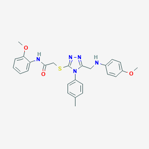 molecular formula C26H27N5O3S B419646 2-{[5-[(4-methoxyanilino)methyl]-4-(4-methylphenyl)-4H-1,2,4-triazol-3-yl]sulfanyl}-N-(2-methoxyphenyl)acetamide 