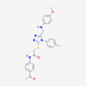 molecular formula C27H27N5O3S B419647 N-(4-acetylphenyl)-2-{[5-[(4-methoxyanilino)methyl]-4-(4-methylphenyl)-4H-1,2,4-triazol-3-yl]sulfanyl}acetamide 