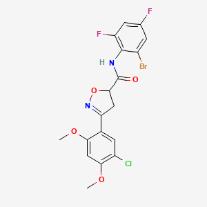 molecular formula C18H14BrClF2N2O4 B4196480 N-(2-bromo-4,6-difluorophenyl)-3-(5-chloro-2,4-dimethoxyphenyl)-4,5-dihydro-5-isoxazolecarboxamide 