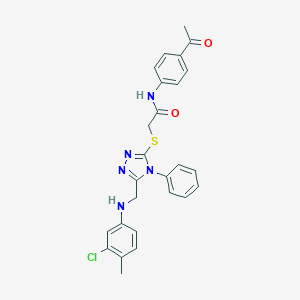 molecular formula C26H24ClN5O2S B419649 N-(4-acetylphenyl)-2-({5-[(3-chloro-4-methylanilino)methyl]-4-phenyl-4H-1,2,4-triazol-3-yl}sulfanyl)acetamide 