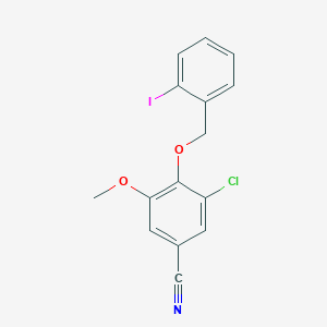 molecular formula C15H11ClINO2 B4196496 3-chloro-4-[(2-iodobenzyl)oxy]-5-methoxybenzonitrile 