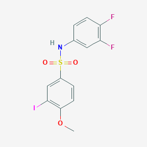 molecular formula C13H10F2INO3S B4196505 N-(3,4-difluorophenyl)-3-iodo-4-methoxybenzenesulfonamide 