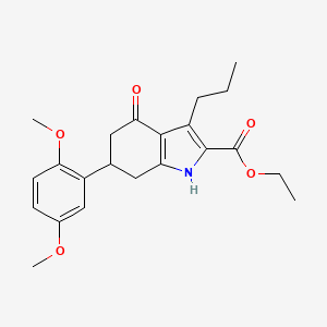 molecular formula C22H27NO5 B4196528 ethyl 6-(2,5-dimethoxyphenyl)-4-oxo-3-propyl-4,5,6,7-tetrahydro-1H-indole-2-carboxylate 