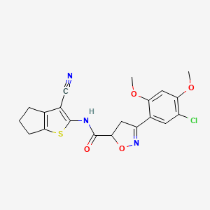 molecular formula C20H18ClN3O4S B4196533 3-(5-chloro-2,4-dimethoxyphenyl)-N-(3-cyano-5,6-dihydro-4H-cyclopenta[b]thien-2-yl)-4,5-dihydro-5-isoxazolecarboxamide 
