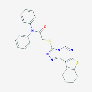 molecular formula C25H21N5OS2 B419654 N,N-diphenyl-2-(8,9,10,11-tetrahydro[1]benzothieno[3,2-e][1,2,4]triazolo[4,3-c]pyrimidin-3-ylsulfanyl)acetamide 
