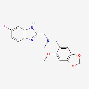1-(6-fluoro-1H-benzimidazol-2-yl)-N-[(6-methoxy-1,3-benzodioxol-5-yl)methyl]-N-methylmethanamine