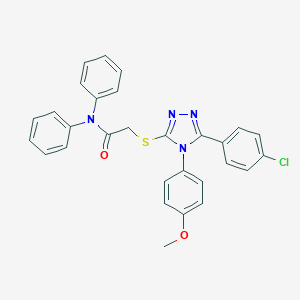 molecular formula C29H23ClN4O2S B419656 2-{[5-(4-chlorophenyl)-4-(4-methoxyphenyl)-4H-1,2,4-triazol-3-yl]sulfanyl}-N,N-diphenylacetamide 