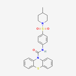 molecular formula C25H25N3O3S2 B4196596 N-{4-[(4-methyl-1-piperidinyl)sulfonyl]phenyl}-10H-phenothiazine-10-carboxamide 