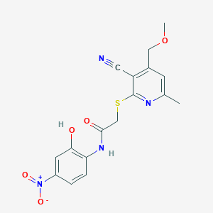 molecular formula C17H16N4O5S B4196600 2-{[3-cyano-4-(methoxymethyl)-6-methyl-2-pyridinyl]thio}-N-(2-hydroxy-4-nitrophenyl)acetamide 