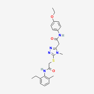 molecular formula C24H29N5O3S B4196620 2-[(5-{2-[(4-ethoxyphenyl)amino]-2-oxoethyl}-4-methyl-4H-1,2,4-triazol-3-yl)thio]-N-(2-ethyl-6-methylphenyl)acetamide 