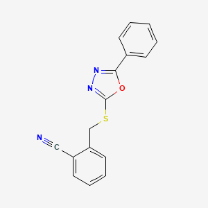 molecular formula C16H11N3OS B4196626 2-{[(5-phenyl-1,3,4-oxadiazol-2-yl)thio]methyl}benzonitrile 