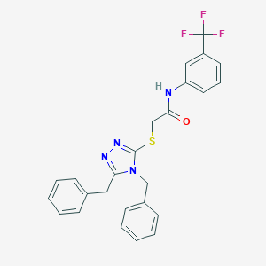 2-[(4,5-dibenzyl-4H-1,2,4-triazol-3-yl)sulfanyl]-N-[3-(trifluoromethyl)phenyl]acetamide