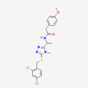 molecular formula C21H22Cl2N4O2S B4196643 N-(1-{5-[(2,4-dichlorobenzyl)thio]-4-methyl-4H-1,2,4-triazol-3-yl}ethyl)-2-(4-methoxyphenyl)acetamide 